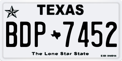 TX license plate BDP7452