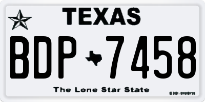 TX license plate BDP7458