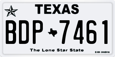 TX license plate BDP7461