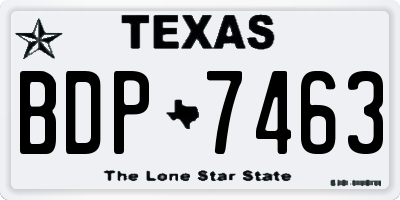TX license plate BDP7463