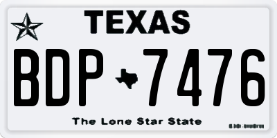 TX license plate BDP7476