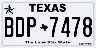 TX license plate BDP7478