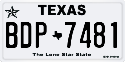 TX license plate BDP7481