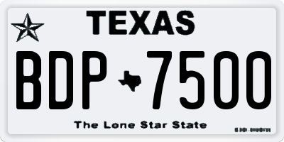 TX license plate BDP7500