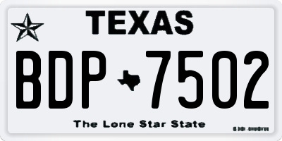 TX license plate BDP7502