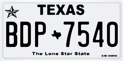 TX license plate BDP7540