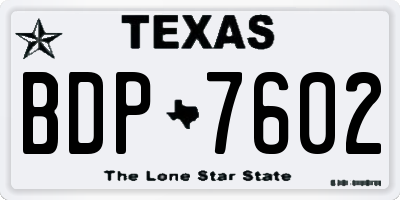 TX license plate BDP7602