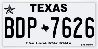TX license plate BDP7626