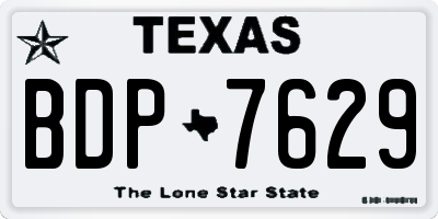 TX license plate BDP7629