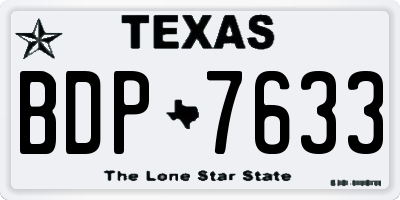 TX license plate BDP7633