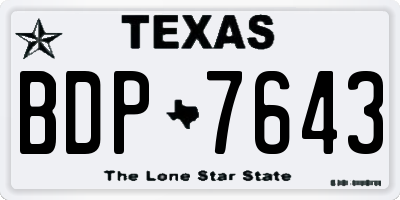 TX license plate BDP7643