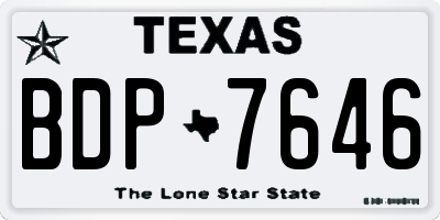 TX license plate BDP7646