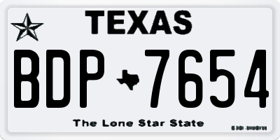TX license plate BDP7654