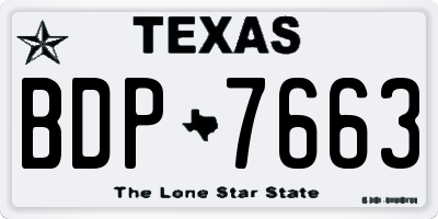 TX license plate BDP7663