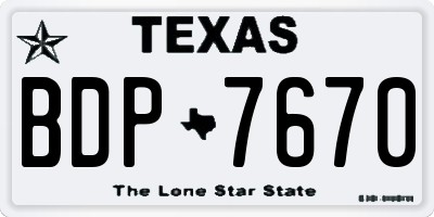 TX license plate BDP7670
