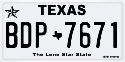 TX license plate BDP7671