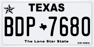 TX license plate BDP7680