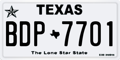 TX license plate BDP7701