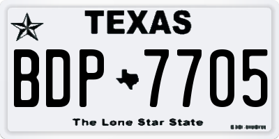 TX license plate BDP7705