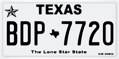 TX license plate BDP7720