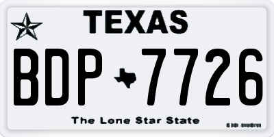 TX license plate BDP7726