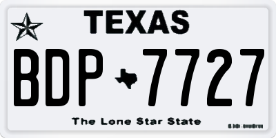 TX license plate BDP7727
