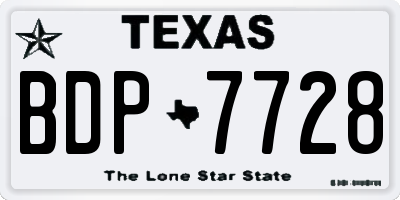 TX license plate BDP7728