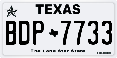 TX license plate BDP7733