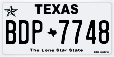 TX license plate BDP7748