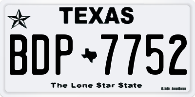 TX license plate BDP7752