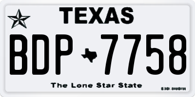 TX license plate BDP7758