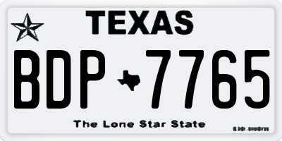 TX license plate BDP7765