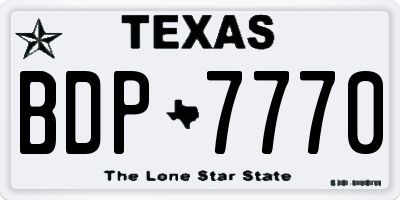 TX license plate BDP7770