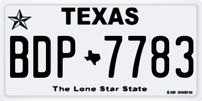 TX license plate BDP7783