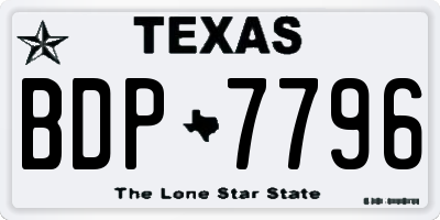 TX license plate BDP7796