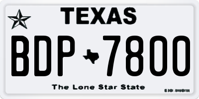 TX license plate BDP7800