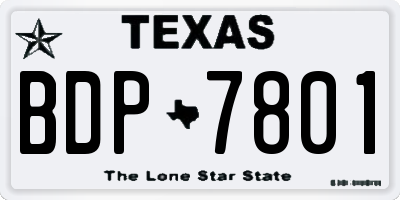 TX license plate BDP7801