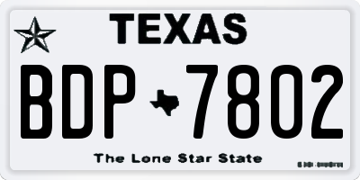 TX license plate BDP7802