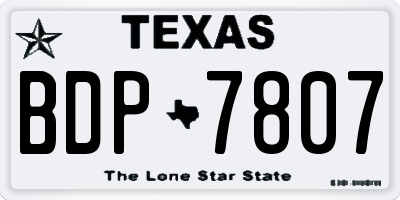 TX license plate BDP7807