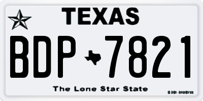 TX license plate BDP7821