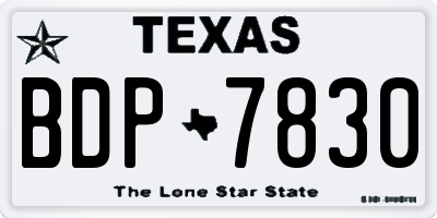 TX license plate BDP7830