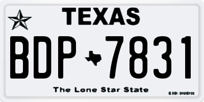 TX license plate BDP7831