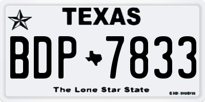 TX license plate BDP7833