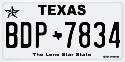 TX license plate BDP7834