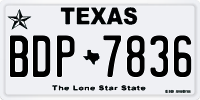 TX license plate BDP7836