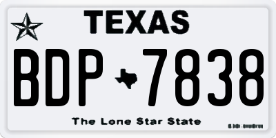 TX license plate BDP7838