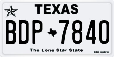 TX license plate BDP7840