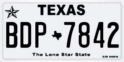TX license plate BDP7842