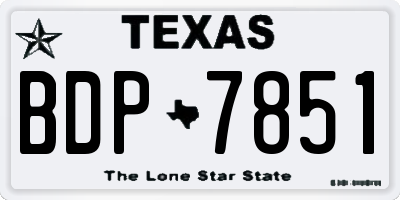 TX license plate BDP7851