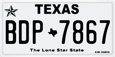 TX license plate BDP7867